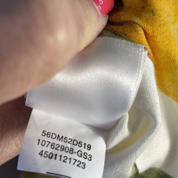 Anne Klein Lemon Print Sleeveless Fit & Flare Dress With Waist Tie Size 6 White/ - Picture 9 of 11